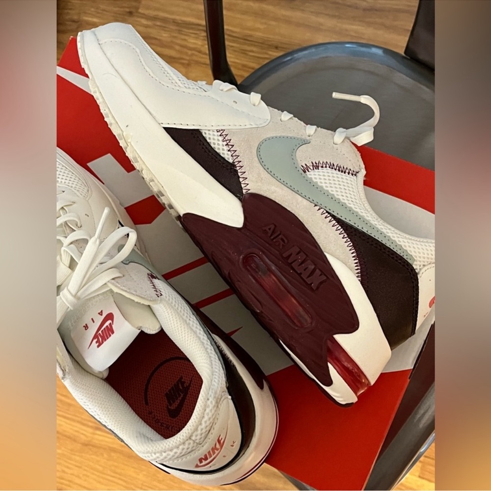 Nike Air Max White and Dark Red Shoes